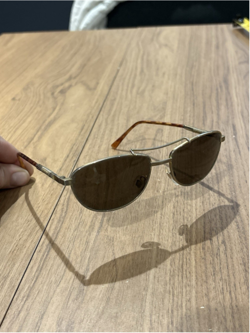 Vintage Metal Aviator Style Sunglasses Brown Tint Silver Frame Unmarked